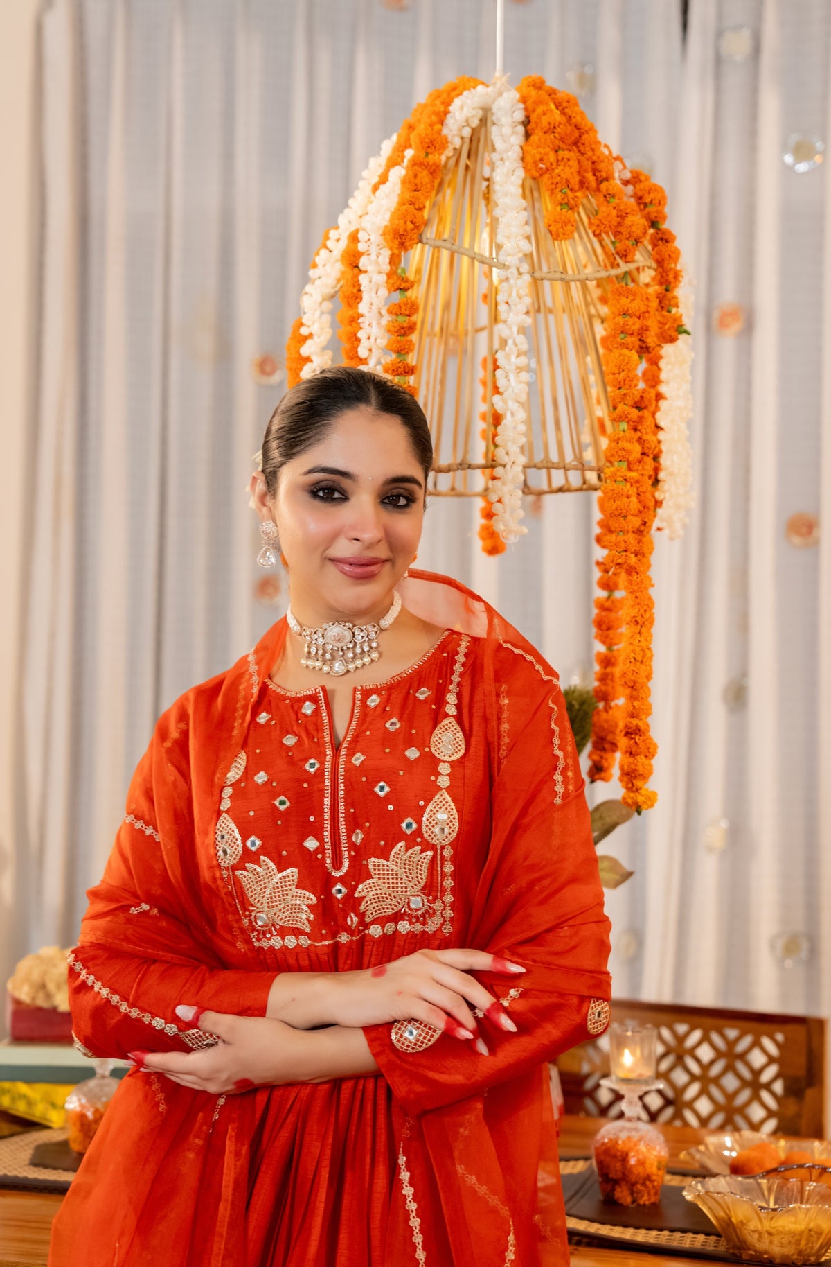 Red Chanderi Silk Embroidered Kurta Set With Dupatta