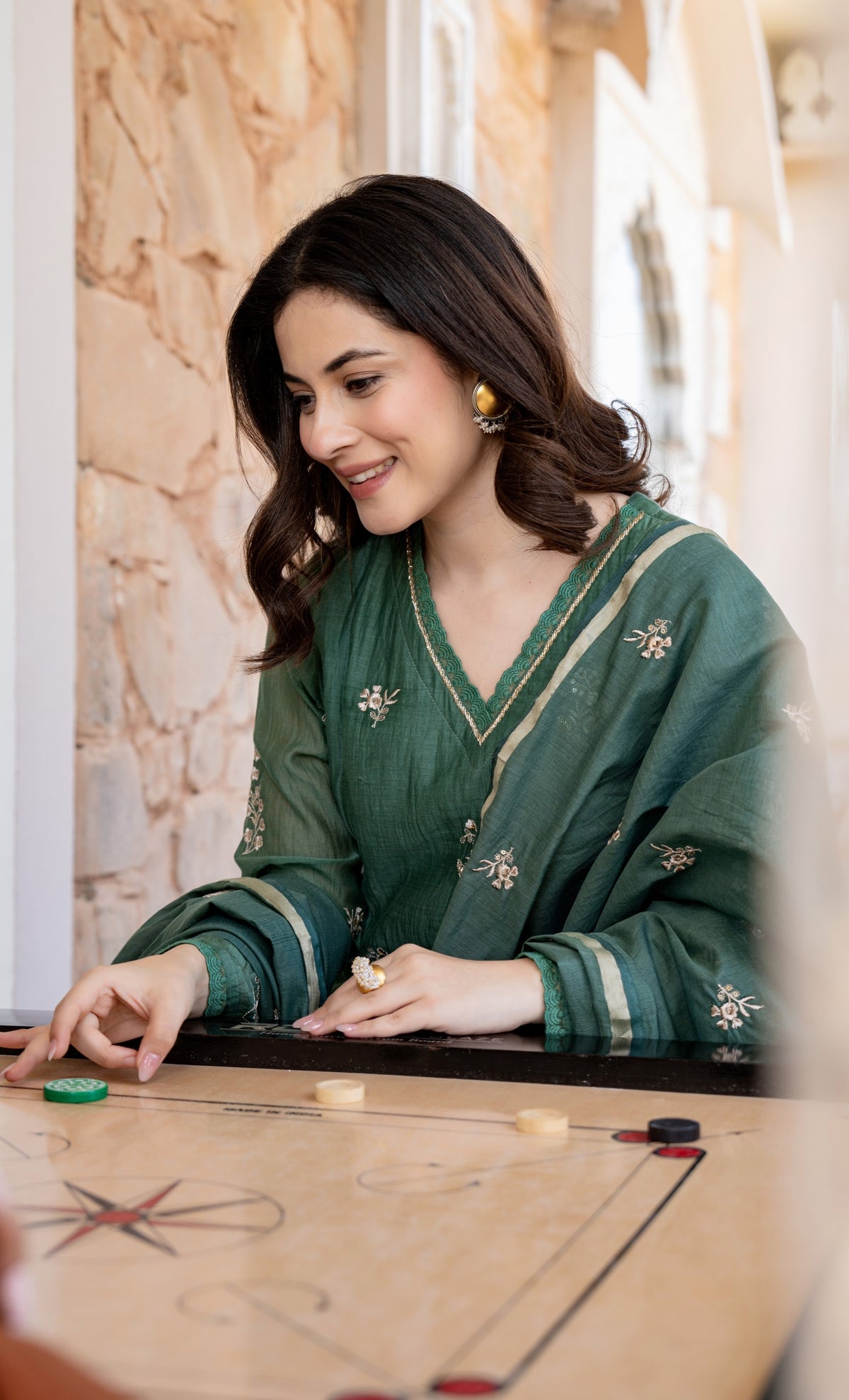 Green Chanderi Silk Embroidered Anarkali Kurta Set With Dupatta