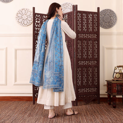 Elegant Chanderi Silk Kurta Set With Printed Dupatta