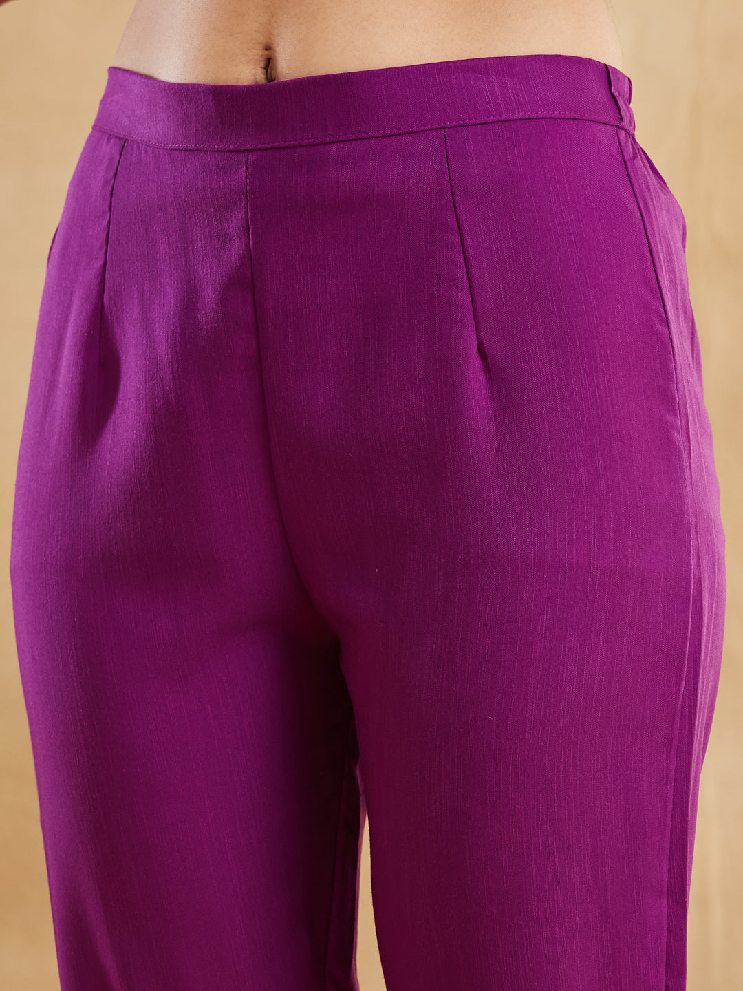 Purple Viscose Rayon Embroidered Festive Suit With Dupatta